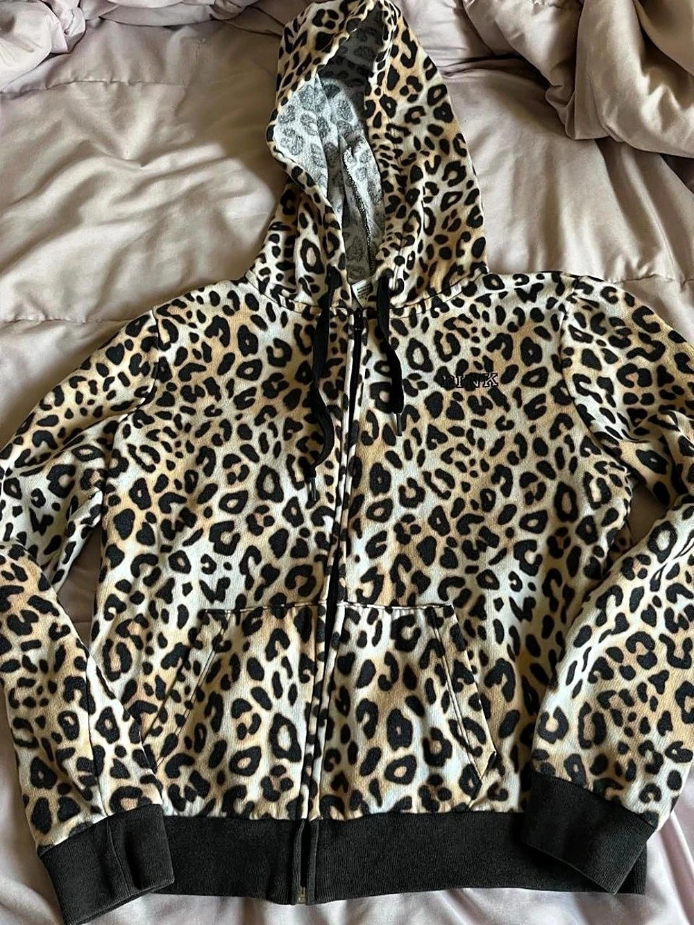 Pink Victoria Leopard Print Hooded Jacket